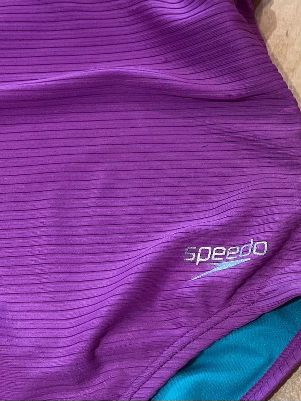 Speedo Girls' Purple One-Piece Swimsuit with Rainbow Straps